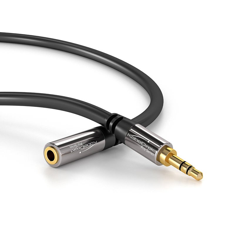 KabelDirekt â€“ 15ft â€“ Headphone Extension Lead Cable, 3.5mm connectors (aux Audio Cable, Male Jack Plug/Female Jack, Practically Break-Proof Metal casing, Perfect for Headphones, Black) - Image 4